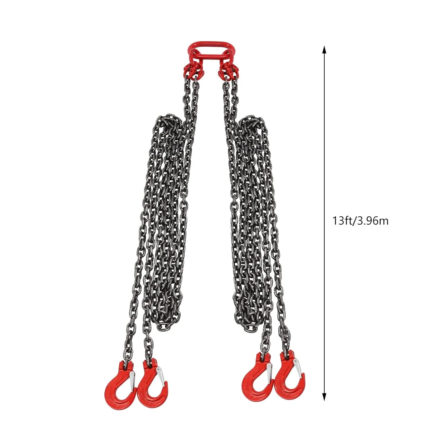 Lifting Chain Sling 5/16 Inch X 13 Ft Engine Hoist Lift Chain G80 Alloy Steel 20 Ton with 4 Leg Grab Hooks for Mining, Machinery