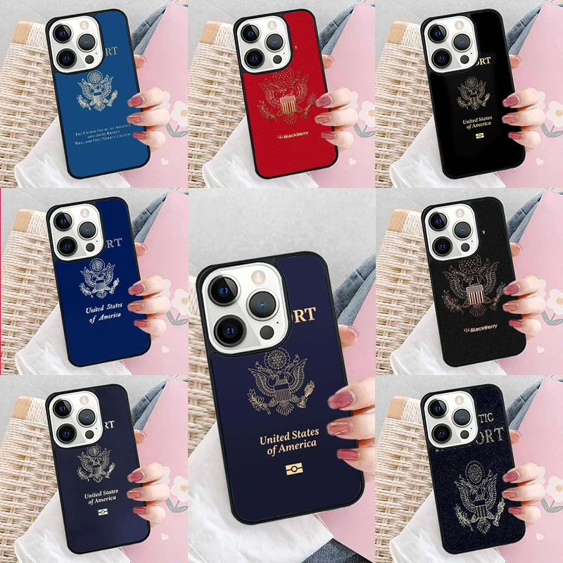 American Passport Soft Phone Case Cover for iPhone 16 Promax 15 Pro 13 14 Plus 11 12 Mini XR XS MAX Coque