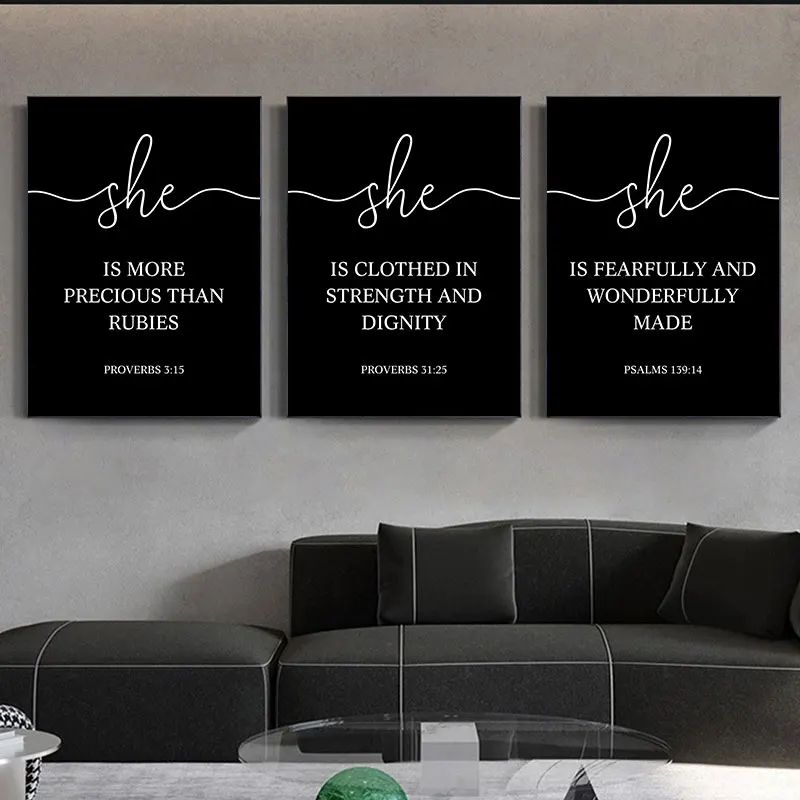 Black White Simple Bible Quotes Canvas Art Poster Prints Modern Wall Decorative Painting for Living Room Home Decor Picture