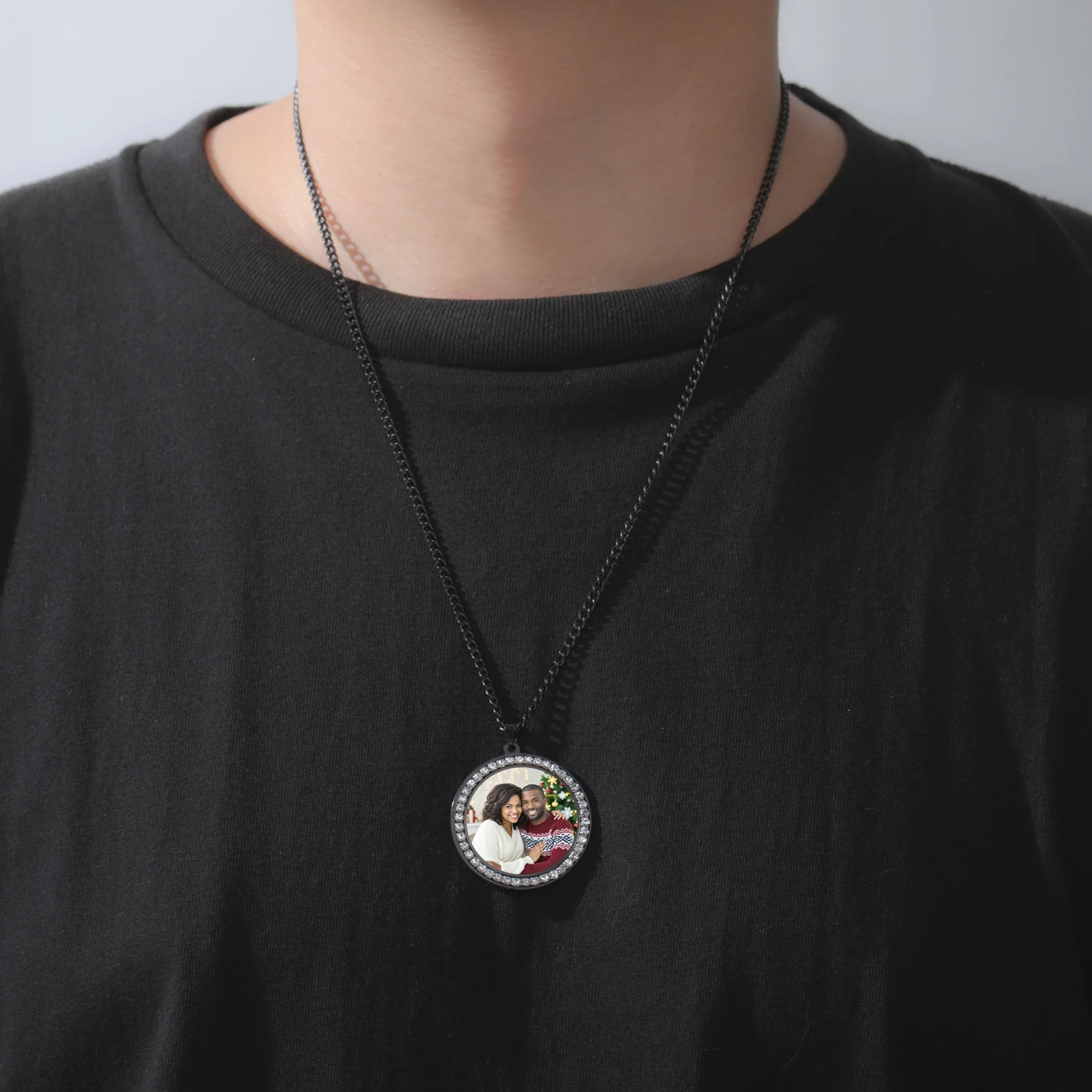 COOLTIME Personalisierte Foto-Halskette, personalisierte Erinnerungsmedaillons, Bild-Anhänger-Halskette, Schmuck, Geschenk für Sie und Ihn – Detail 10