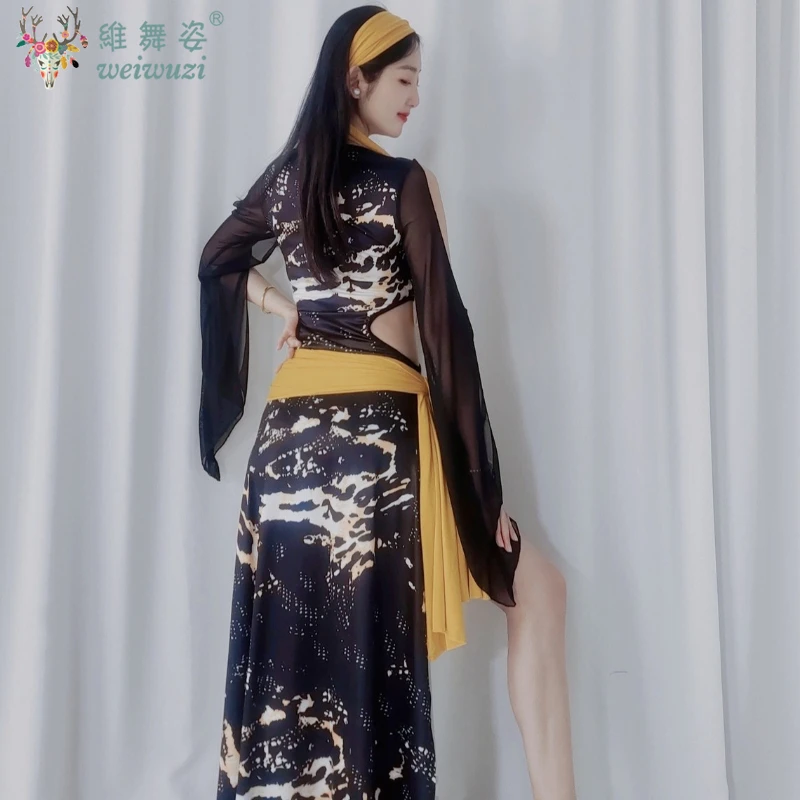 ملابس رقص البطن المرأة مزاجه أنيقة غير النظامية ليوبارد طباعة رداء الكبار شابي بلدي صيدي أداء الملابس