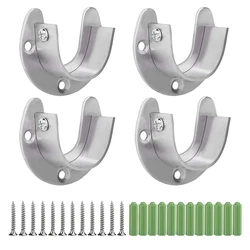 Staffa per asta sospesa in acciaio inossidabile da 4 pezzi staffa per asta per tenda a forma di U, prese per tubo tondo per impieghi gravosi con viti (25Mm)