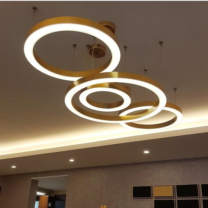 Ring Design Modern LED Chandelier Lamp Stainless Steel Gold Chandeliers Living Decoration And Projects Lights