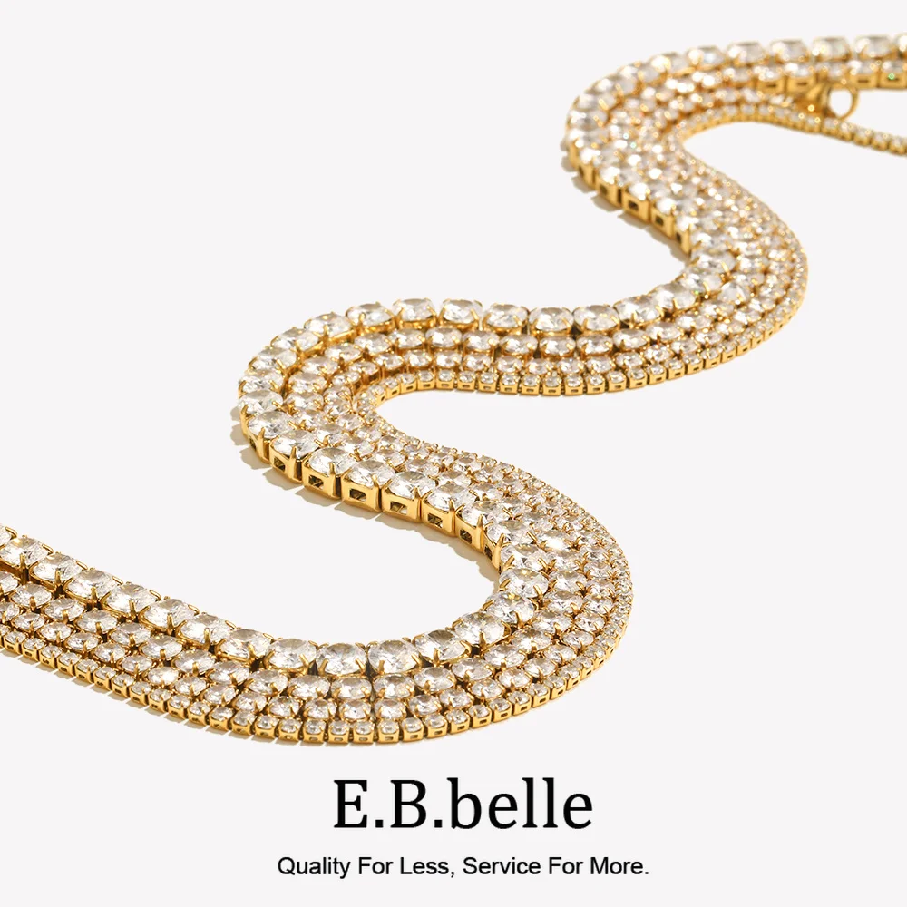 E.B.belle Shiny Mothers Day Bridesmaid Gift Propozycja Naszyjnik z łańcuszkiem tenisowym ze stali nierdzewnej acero inoxidable joyería premium