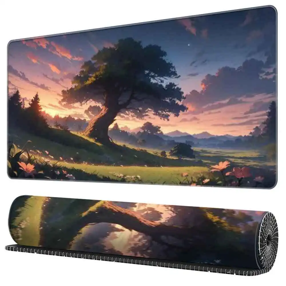 Sunset Field Tree Mouse PadExpanded Surface Area, Precision Stitched Edges & Anti-Slip Backing Ideal for Creators, Workers