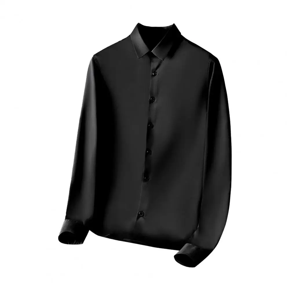 

Skin-friendly Men Shirt Elegant Men's Long-sleeve Tuxedo Shirt for Wedding Party Slim Fit Business Shirt with for Prom for Men