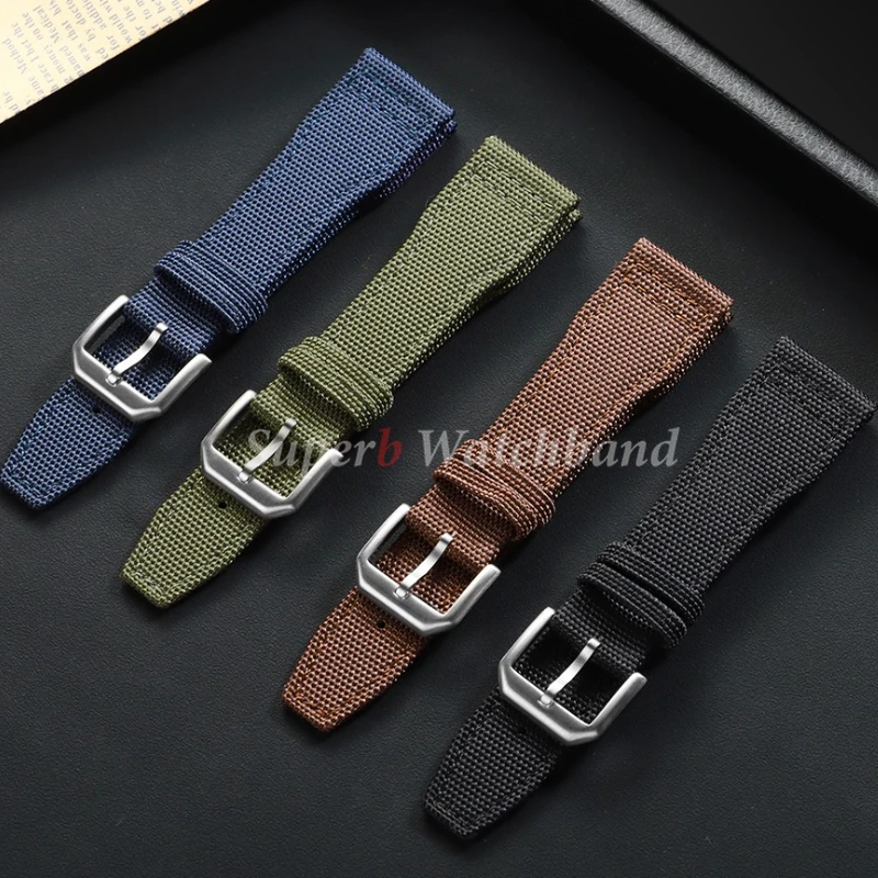 Pasek do zegarka z nylonu i płótna 20mm 21mm 22mm do IWC Pilot, wodoodporny męski sportowy zielony pasek zamienny bransoleta do zegarka