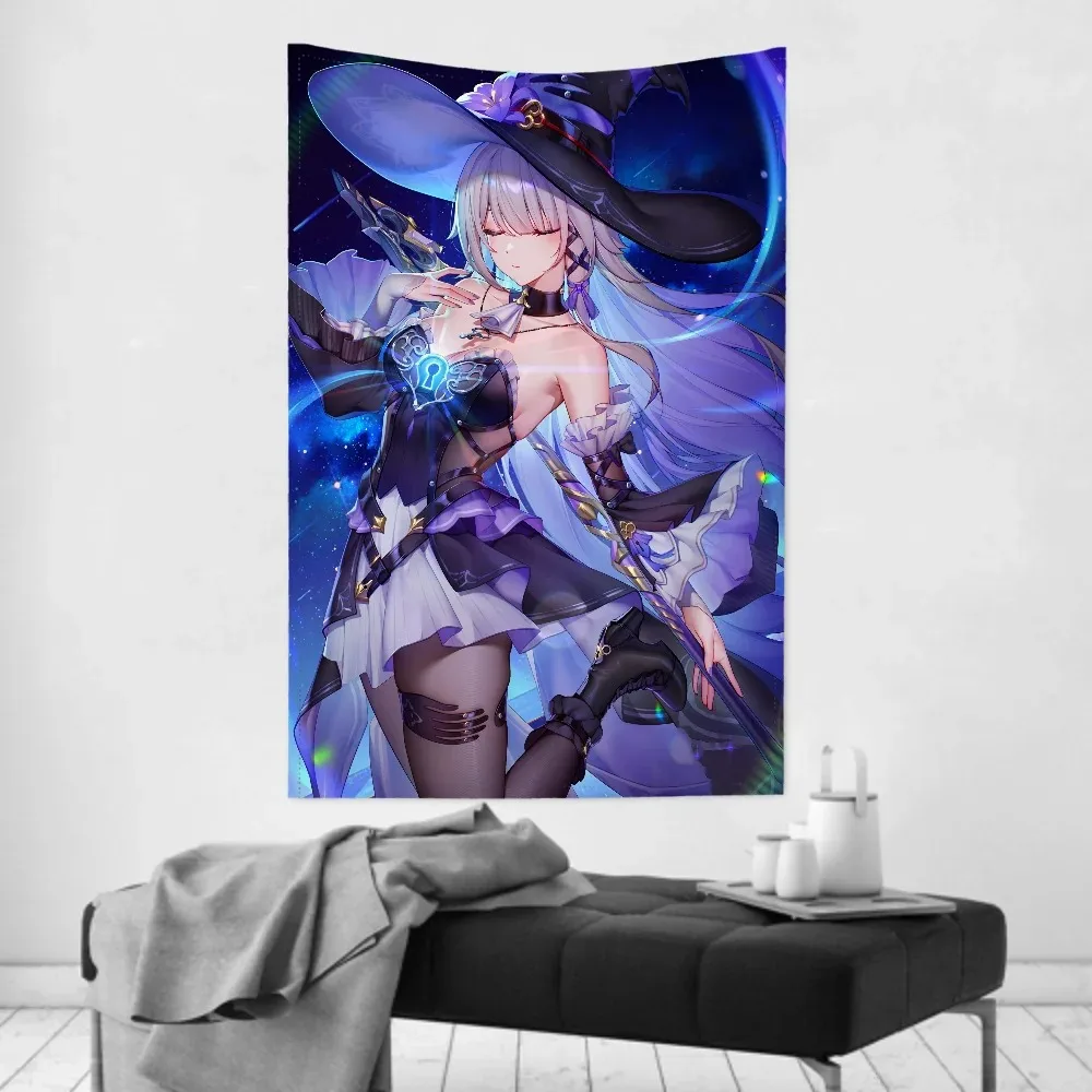 

Herta Honkai Star Rail Game Tapestry Wall Hanging Cute Cartoon Fantasy Background Home Decoration Anime Room Decoration