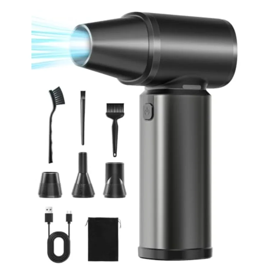 

Compressed Air Duster-180000RPM Electric Air Duster Rechargeable Brushless Motor Stepless Speed/3-Gear Adjustable Mini Blower C