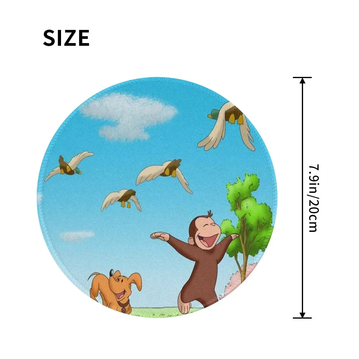 Curious George Round Mouse Pad Computer Keyboard Mouse Mat Gaming PC Desk Mat Office Accessories Table Mats