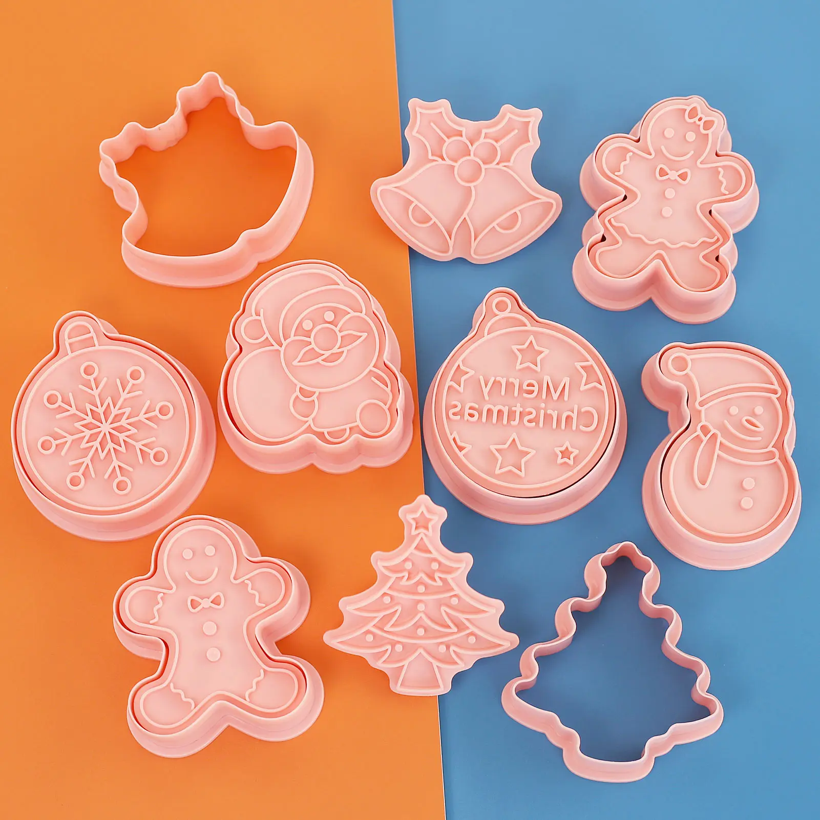 8 قطع عيد الميلاد كوكي القواطع ثلاثية الأبعاد الرنة تصميم كوكي Stamps ندفة الثلج أدوات الخبز النقش قوالب كوكي
