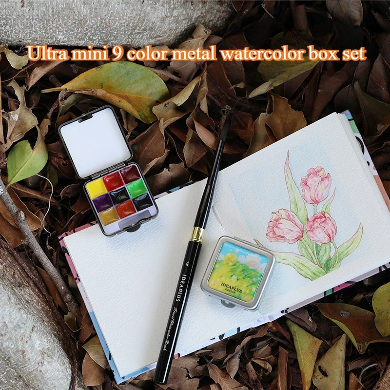 

9-цветный дорожный однотонный акварельный пигмент, набор Schmink/Holbein, портативная художественная палитра для рисования эскизов, акварельная коробка