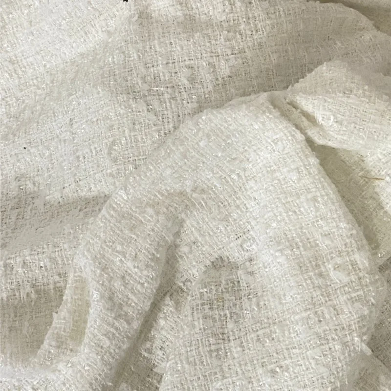 Ensemble veste + jupe en Tweed blanc pour femme, tenue de vacances élégante, printemps/automne, 2 pièces