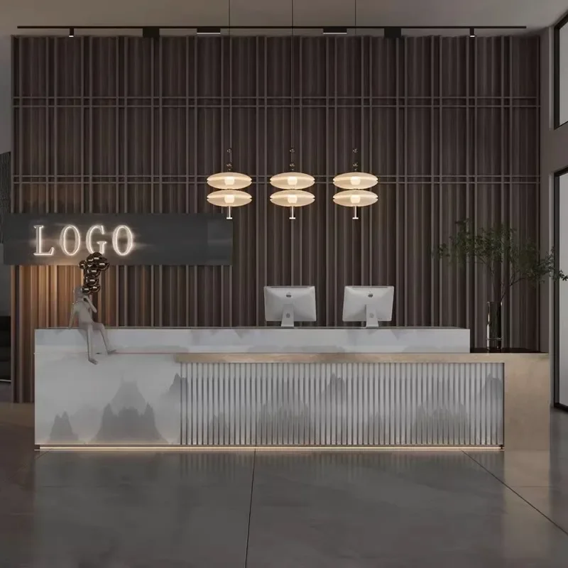 

Podium Reception Offices Proffesional Hair Salon Equipment Reception Counter Ufficio Tavolo Lusso Bar Furnitures Counter