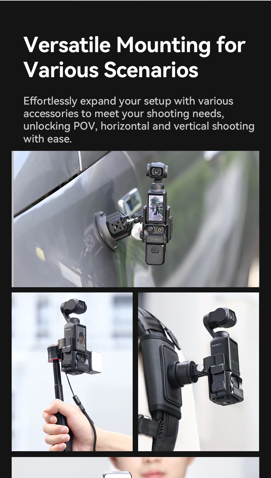 Ulanzi PK-06 Pocket 3 Erweiterungsadapter Multi-Schnittstellen-Schnellverschluss-Halterung für DJI OSMO Pocket 4 3 Vlog Reise-POV-Aufnahmen – Detail 2