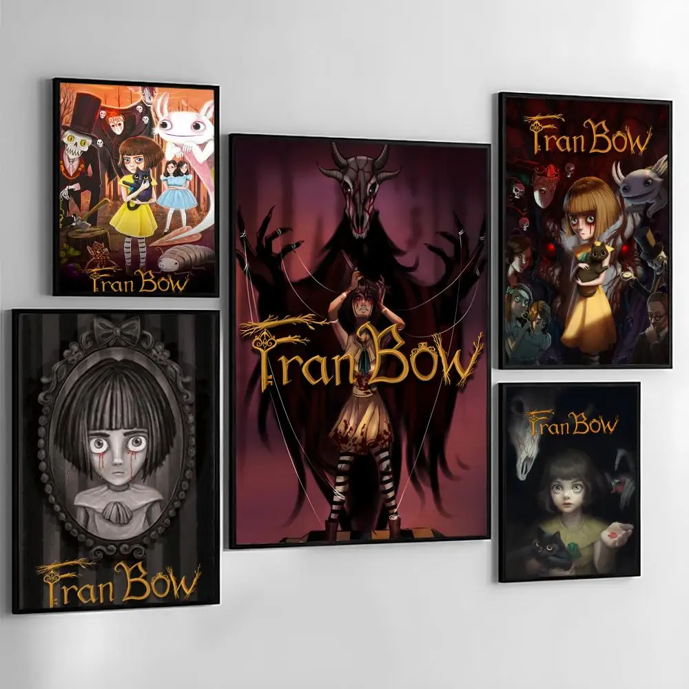Póster de F-Fran Bow, juego de aventuras tipo rompecabezas, pegatina de pared impermeable, decoración artística autoadhesiva para sala de estar y dormitorio