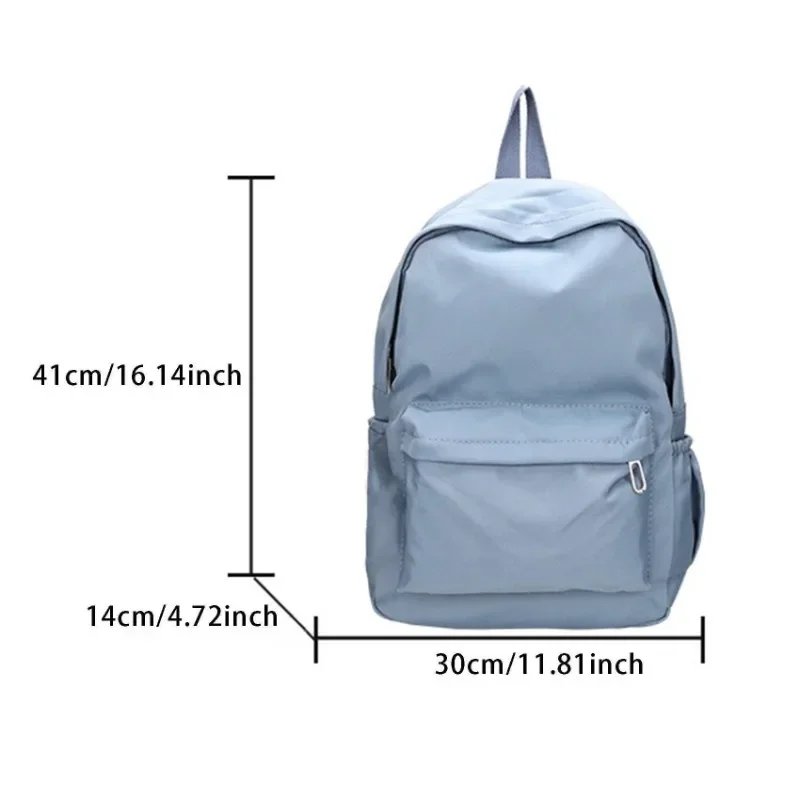 Simple Solid Color Backpack Women Nylon School Bags for Teenager Girls Bookbag Lady Travel Backbag Shoulder Bag