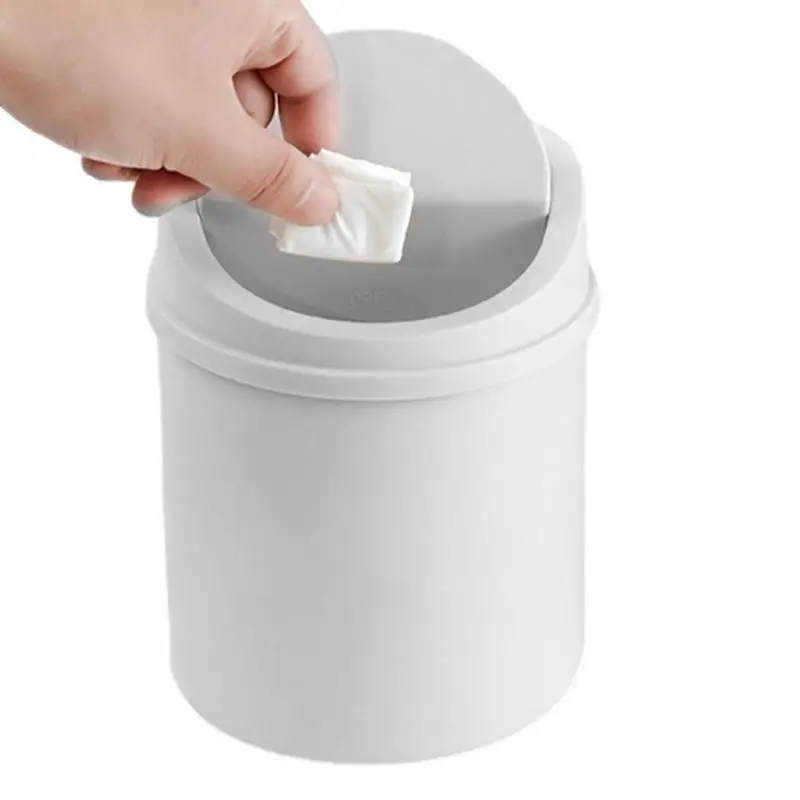 Mini Desktop Bin Small Trash Can Tube with Cover Bedroom Trash Can Garbage Can Clean Workspaces Storage Box Home Desk