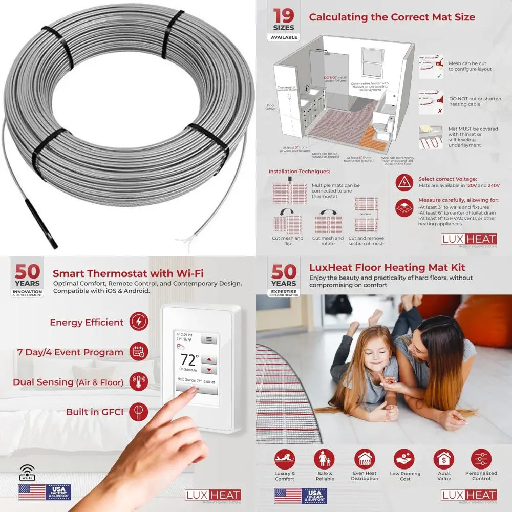 Cable calefactor de suelo de 120 V para 11 pies cuadrados: ideal para diseños personalizados, mejora la comodidad de la habitación