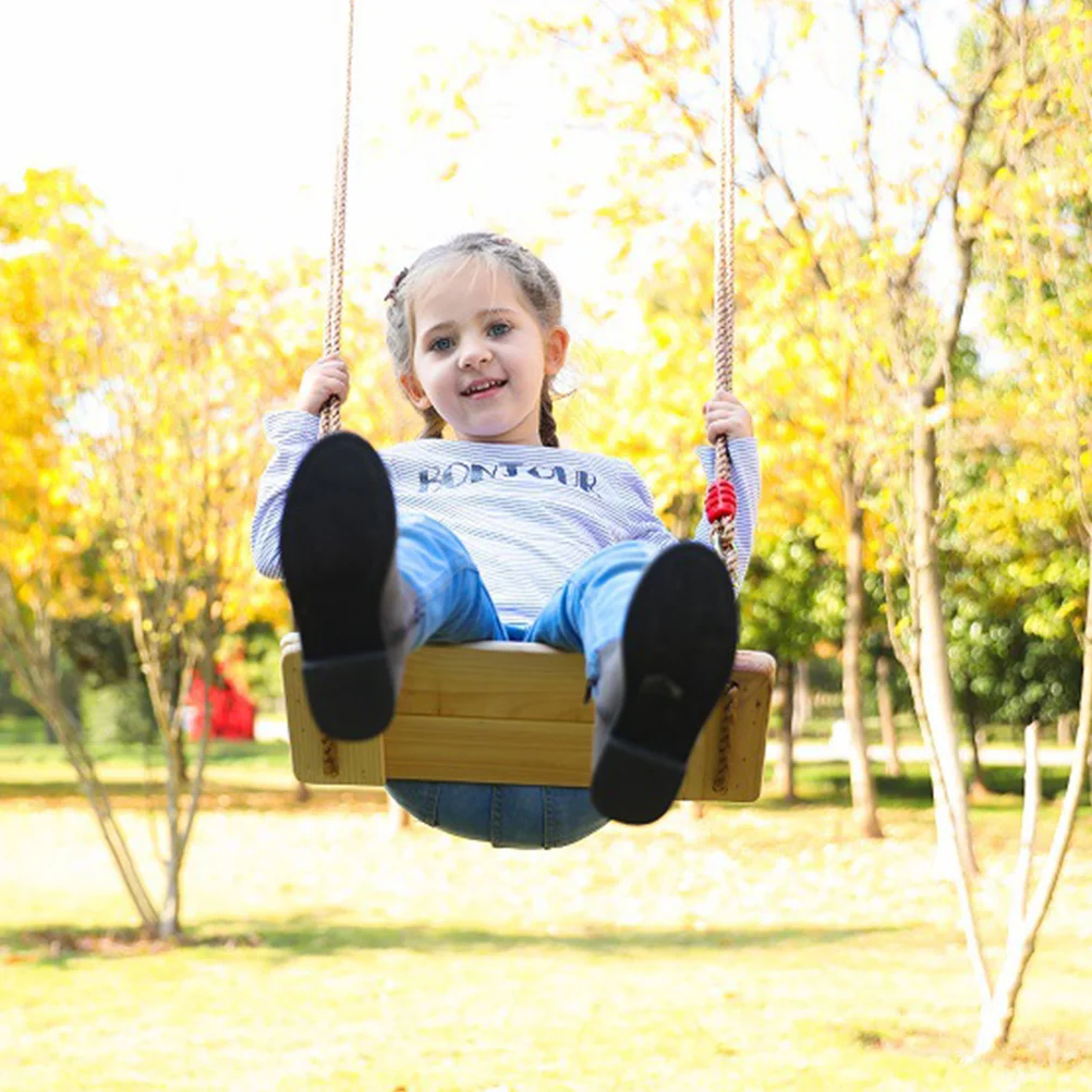 

1Pcs Wooden Hanging Swing Seat Nylon Rope Strong Non-Slip for Outdoor Playground Hanging Tree Outdoor Swing Seat
