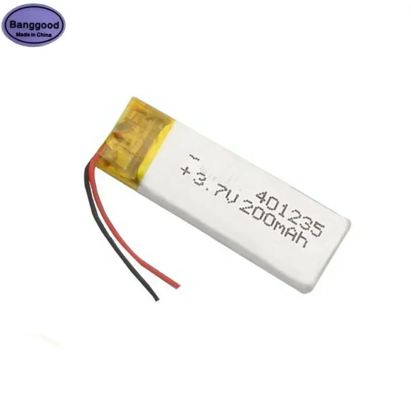 1PC Banggood 3.7V 200mAh 401235 041235 Lipo Polymer Lithium Rechargeable Li-ion Battery Cells for GPS Bluetooth MP4 MP5 Toys