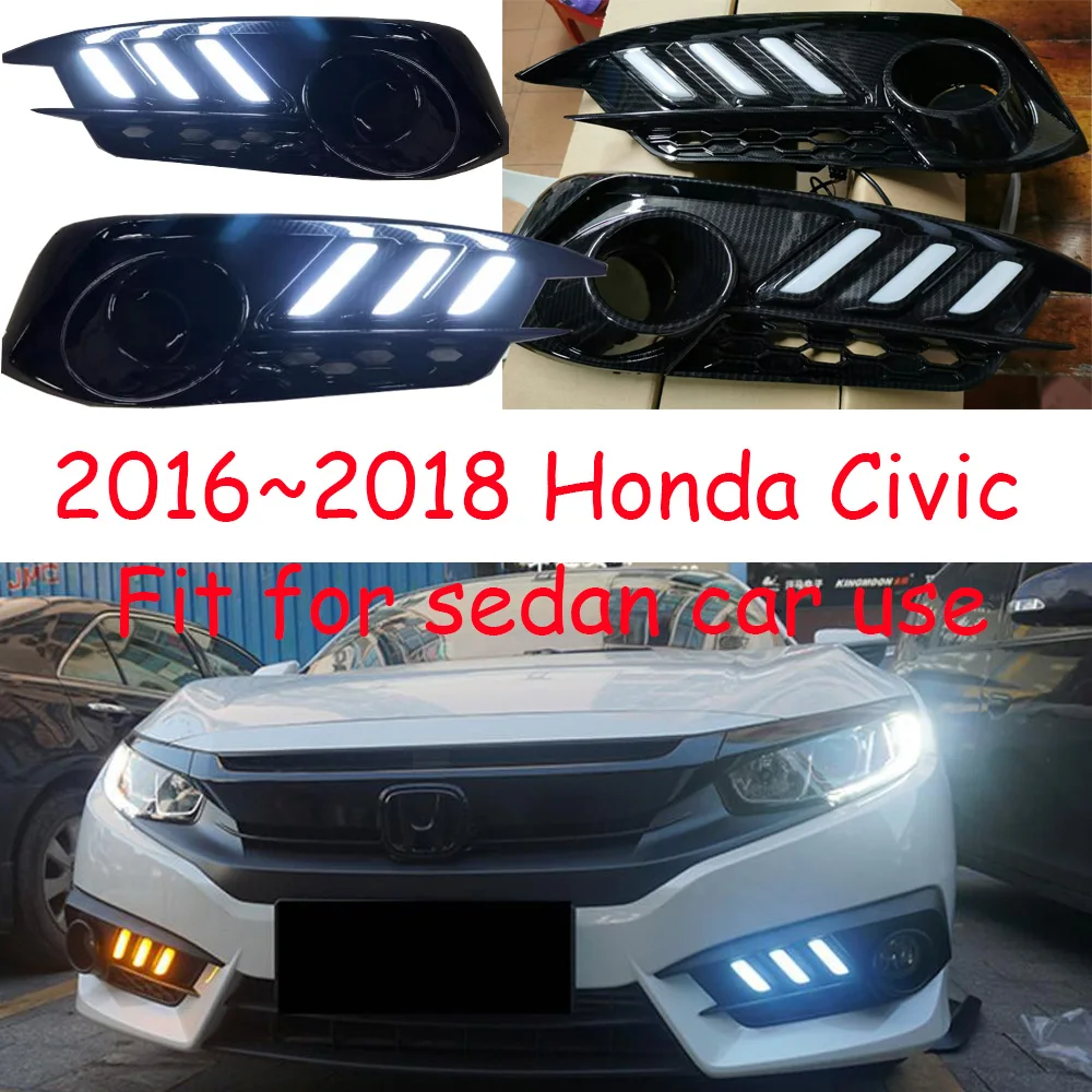 one set car Bumper headlight for Civic daytime light 2016~2018y car accessories,LED DRL headlamp for Civic fog light