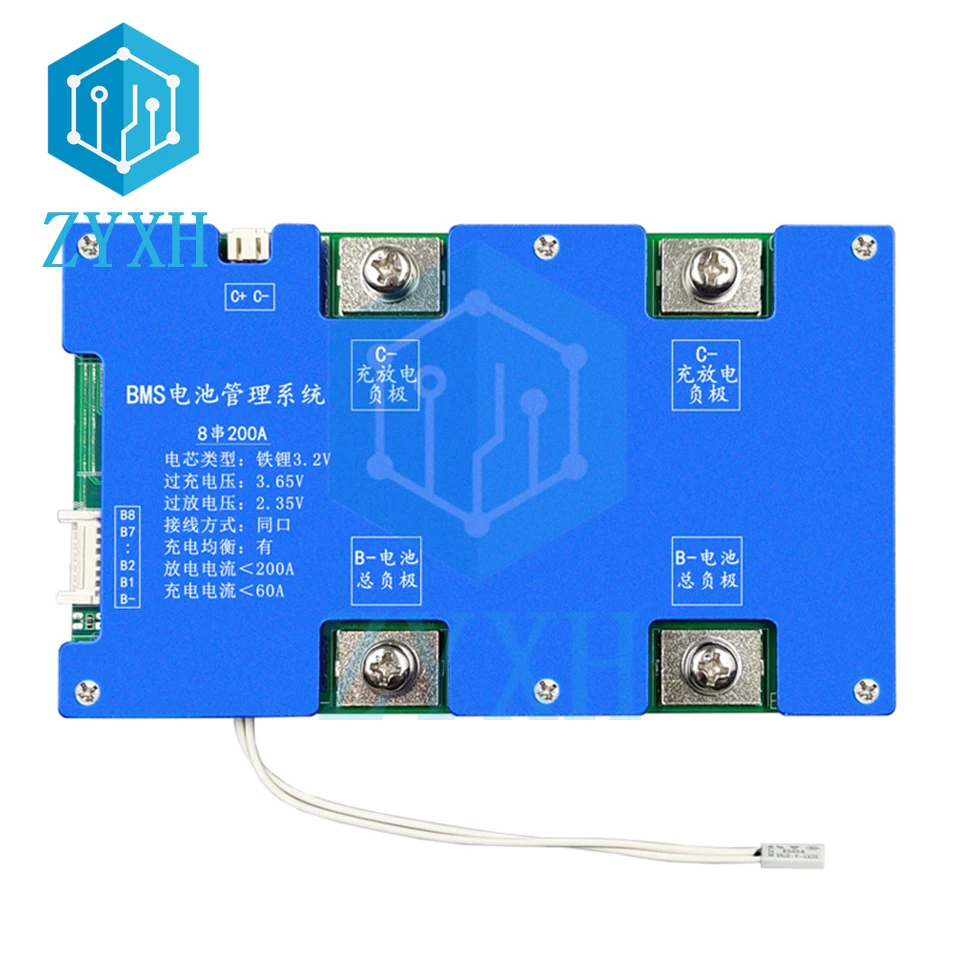 

Balance BMS 8S 24V 200A 100A LiFePO4 Battery Charge Board Equalizer NTC Temperature Protection Support LCD Voltmeter For Ebike