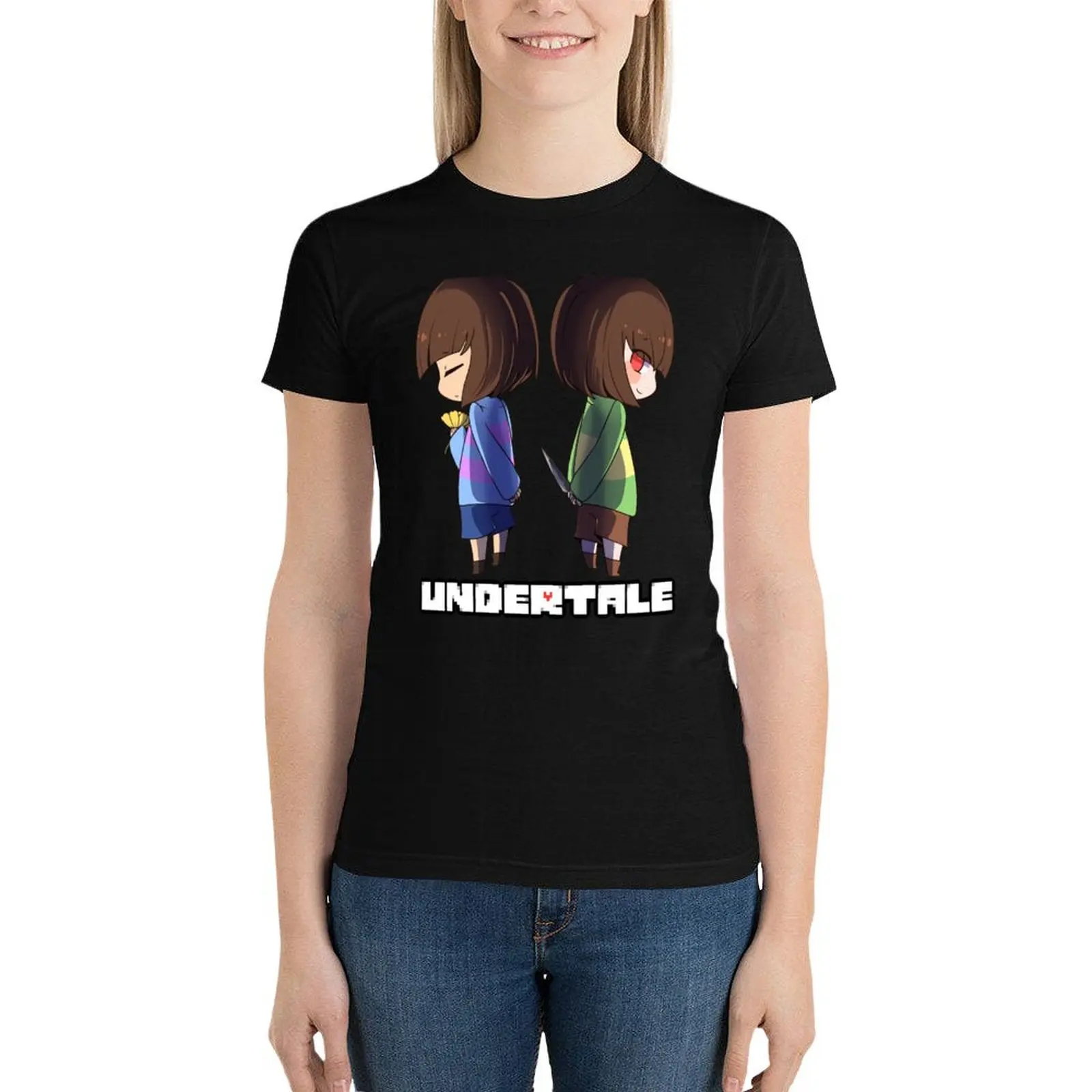 Undertale - chara and frisk T-Shirt graphics Blouse woman t shirt