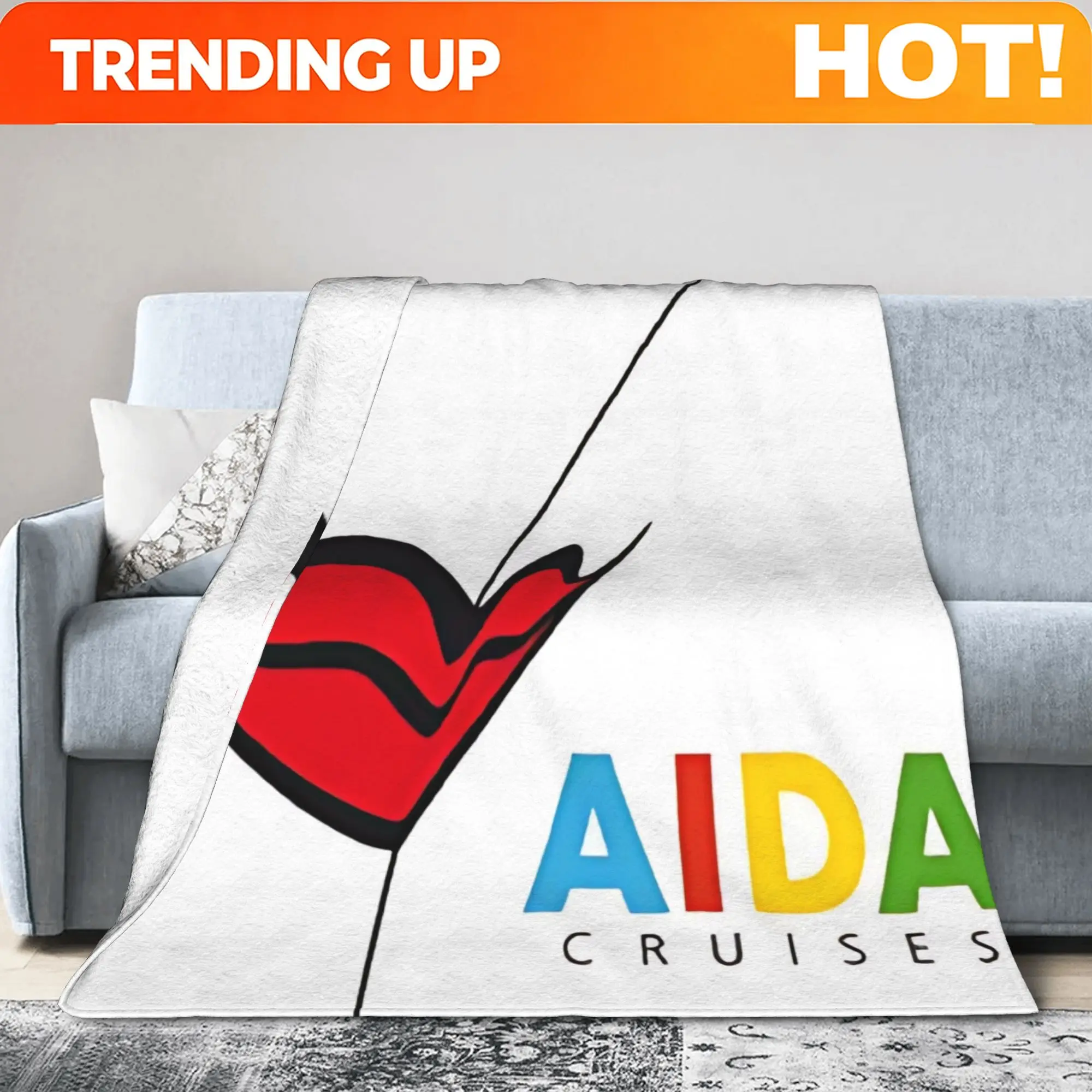 Customize AIDA Cruises Plush Blanket - Thickened Flannel Gaming Blanket, Eye-Catching Design, Suitable for Dorms, Offices, Campi
