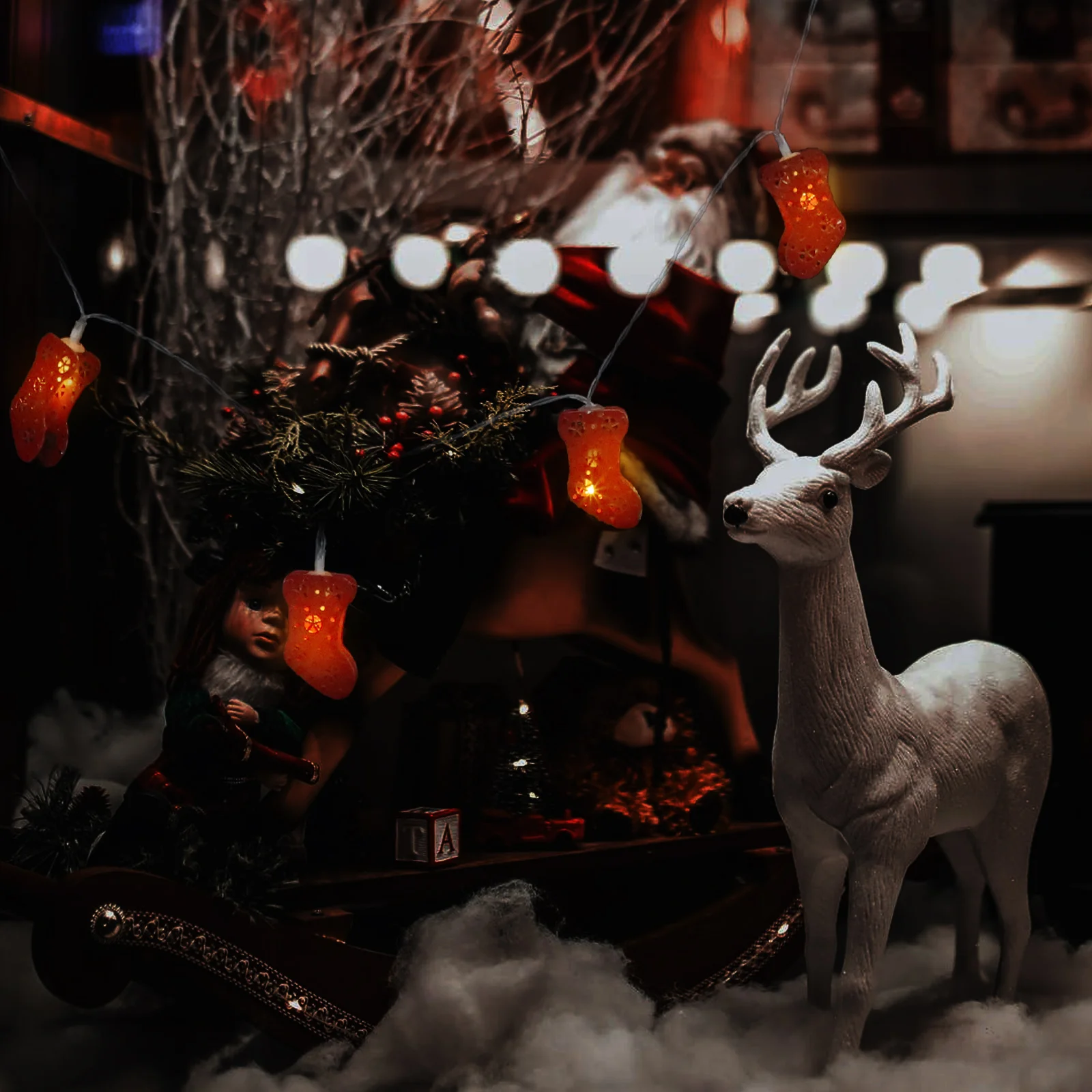 

1Pcs Xmas Sock Light String 3M Decorative Stocking Lamp Light for Outdoor Garden Holiday Party String Lamp