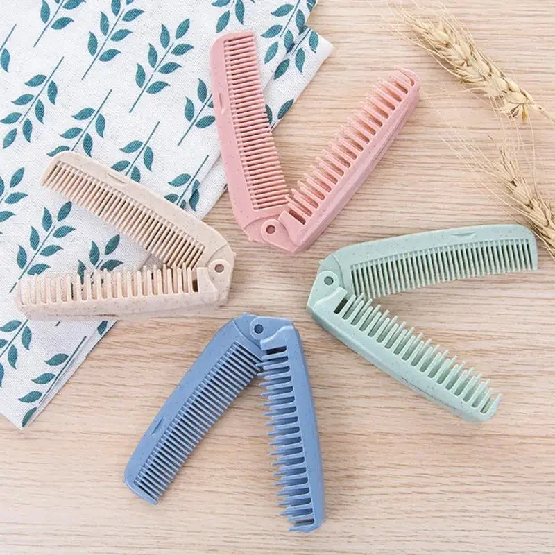 1 Pcs Portable Folding Comb Hair Brush Anti-static Combs Travel Hair Brush Wheat Straw Folding Hairdressing Styling Tool