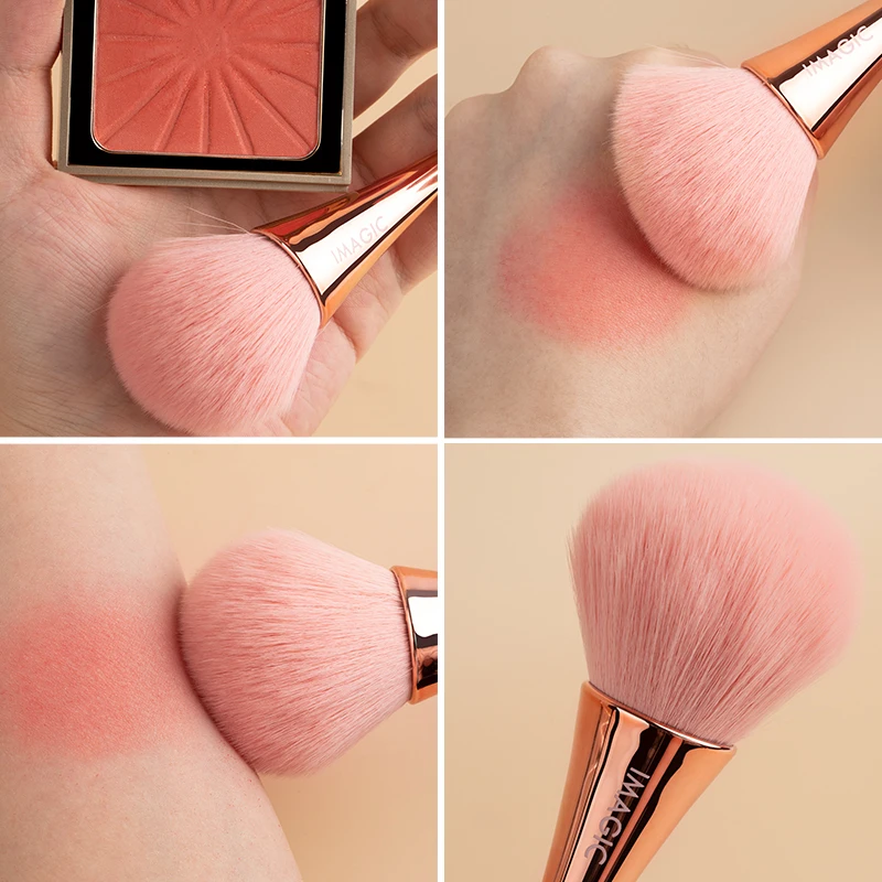 IMAGIC-brocha de colorete individual, resaltador de oro rosa, polvo suelto grande, suave y esponjoso, herramienta de belleza de maquillaje sintético profesional