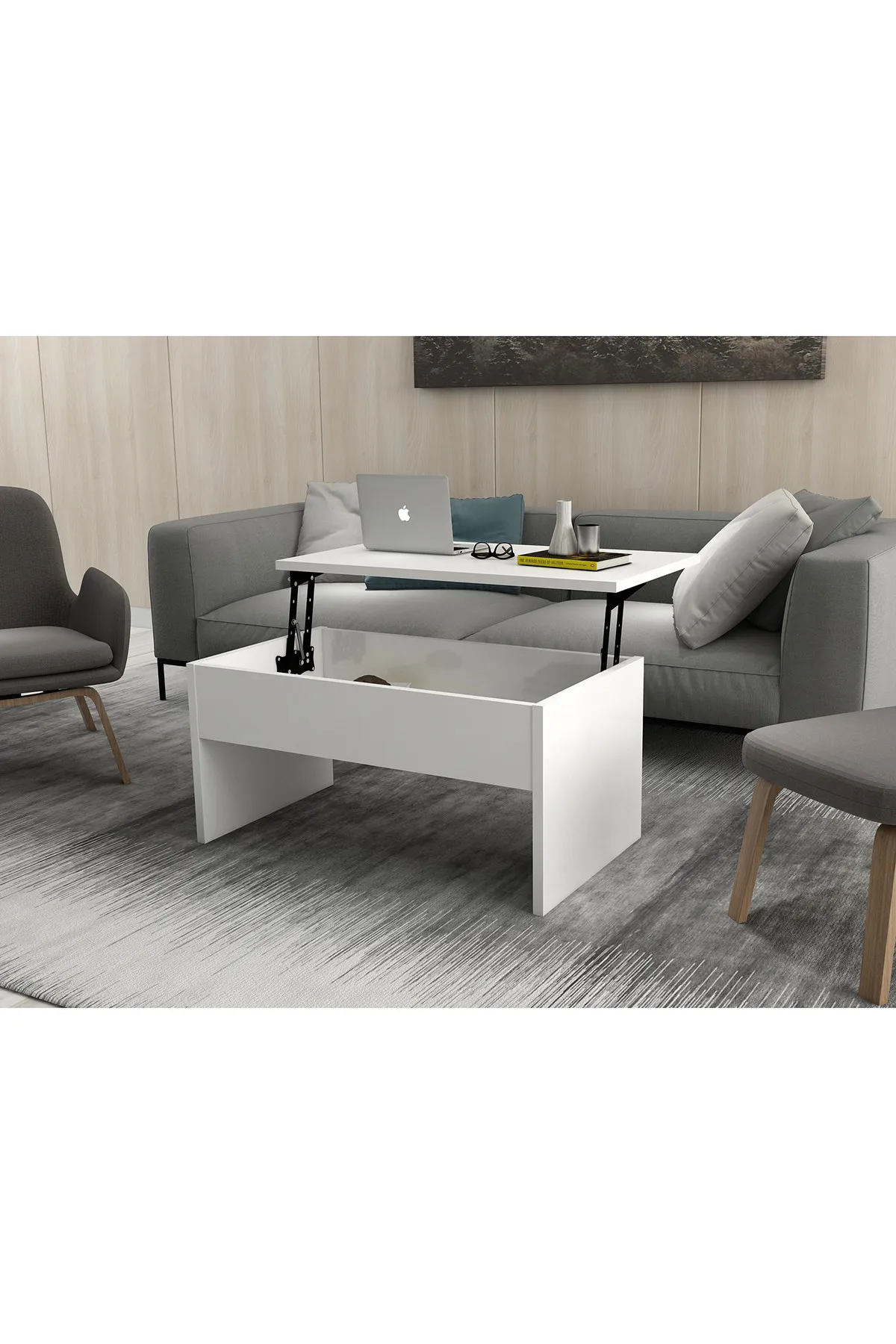 

Computer Desk Medium Coffee Table Bright White Smart Can Be Opened 2021 Home Decoration