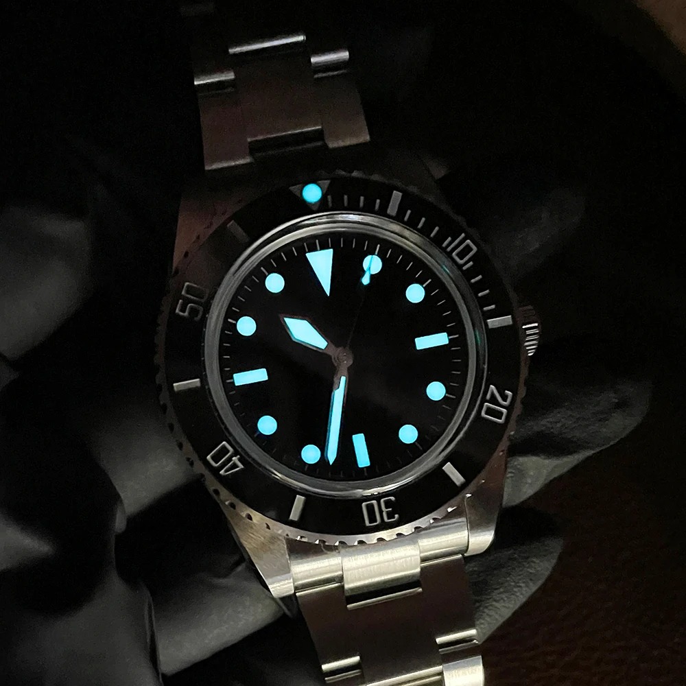 Ironwatch 2024 Automatic 40mm Dive Watch 5517 Milsub BGW9 Luminous Sapphire Crystal 200m Water Resistant Swim Black Water Ghost