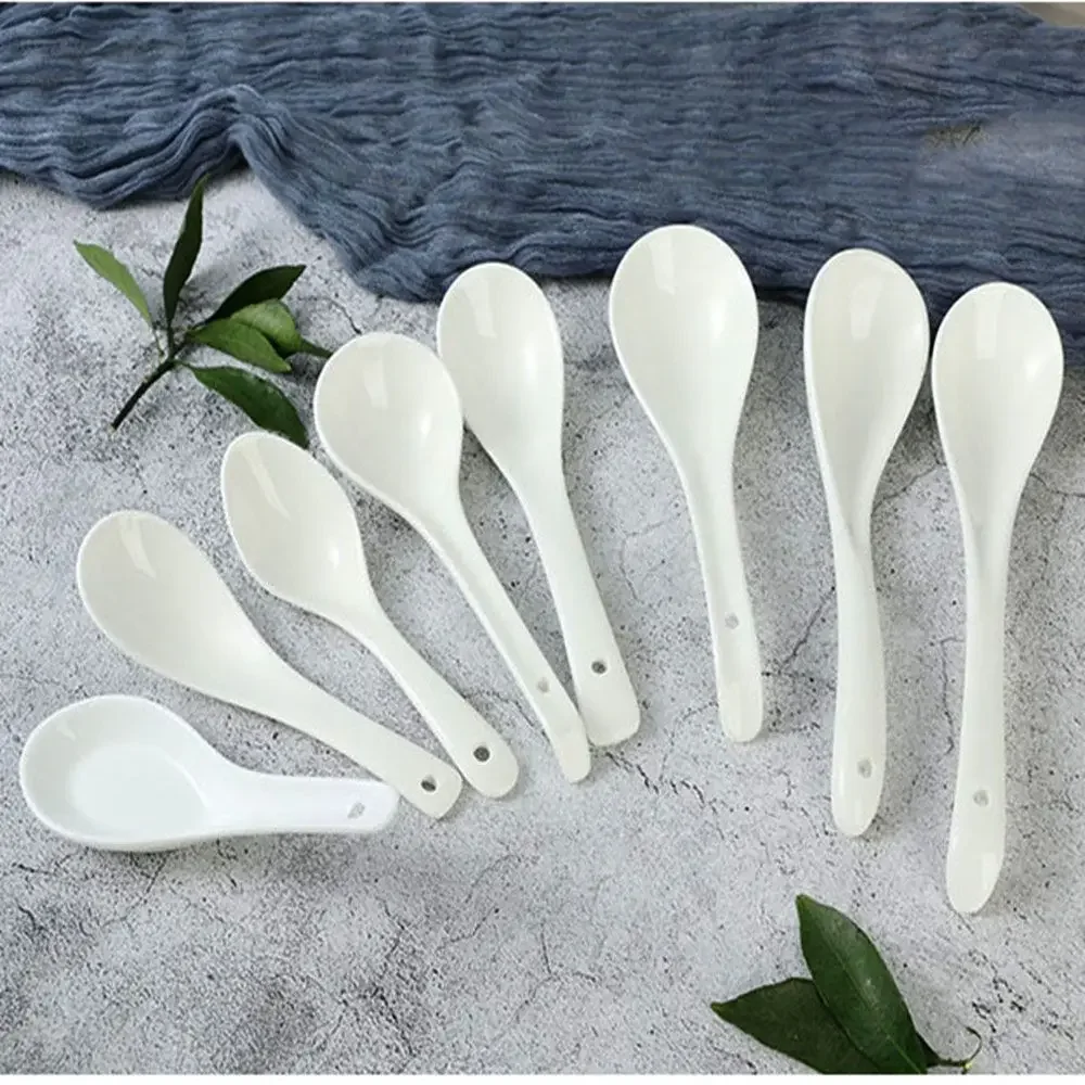 1PC Porcelain Spoons Mini Kitchen Tools Ceramic Tea Coffee Sugar Dessert Spoon Ice Cream Ceramic Flatware Long Handle Spoon