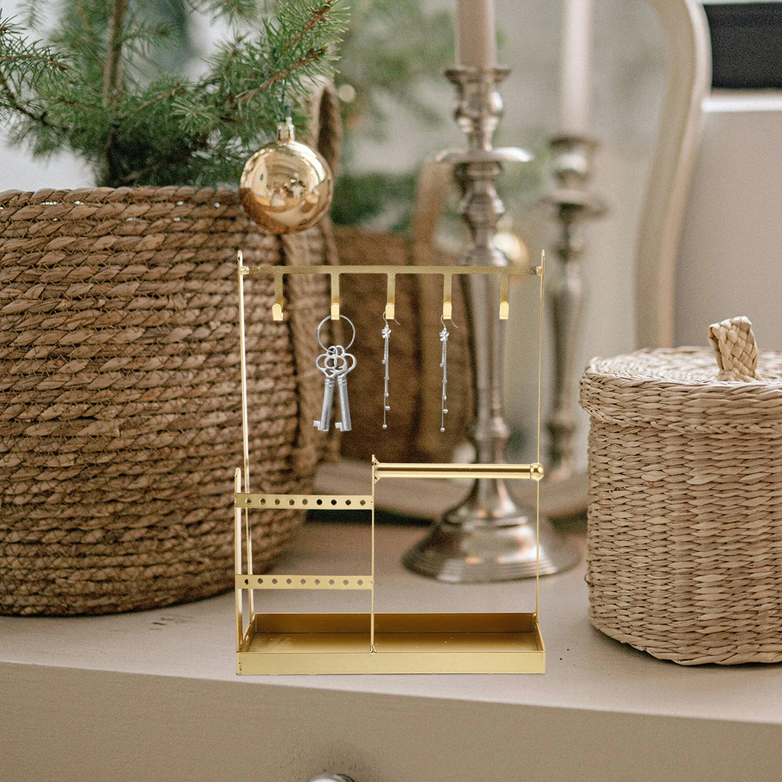 

Necklace Holder Jewelry Stand Elegant Iron Large Hanging Storage Bracelet Display Organizer Jewelry Rack Bedroom Dressing Room