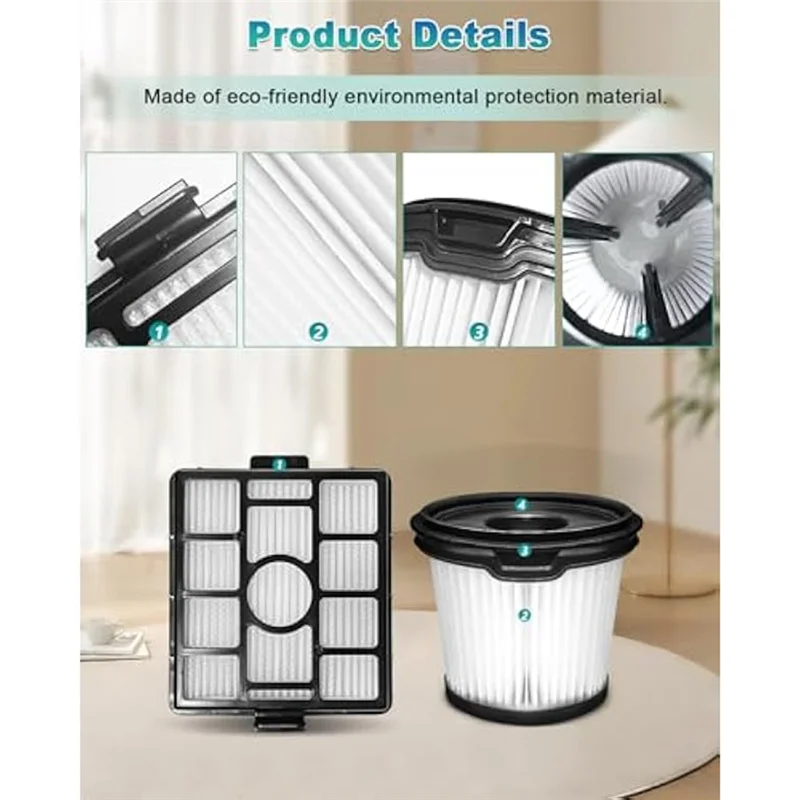 Shark BU3523용 ABBK 필터 교체 깨끗하고 가벼운 무선 스틱 클리너 및 Shark BU3521 및 빈 무선 스틱