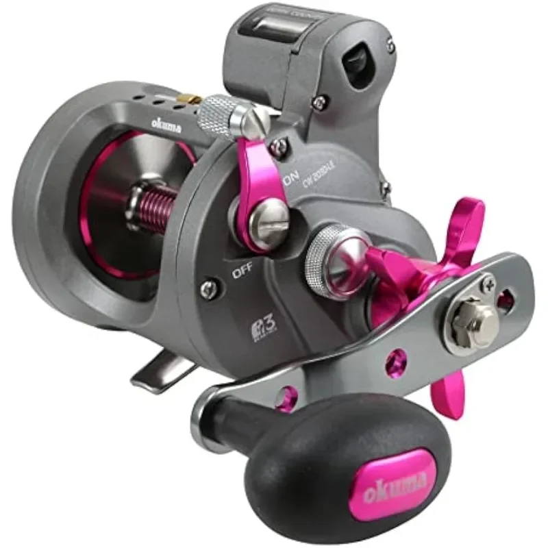 Okuma Coldwater Lightweight Graphite Round Trolling Reel Ladies Edition Cw-203d-le: 210yds-20lb, Right Hand