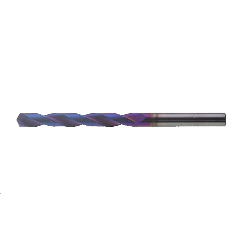 Broca de torção de carboneto sólido, Alongamento azul revestido, CNC Machinery Tool, Aço de metal duro, Perfuração Metal, HRC65, 60mm, 80mm, 100mm, 1-15mm