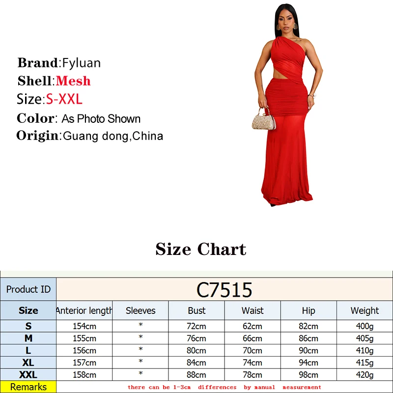 ชุดเดรสยาวสำหรับผู้หญิงแฟชั่น เซ็กซี่ ทรงเอซิมเมตริก เว้าเอวเฉียงไหล่เฉียง ผ้าตาข่ายซีทรูเปิดหลัง เหมาะสำหรับงานพรอม