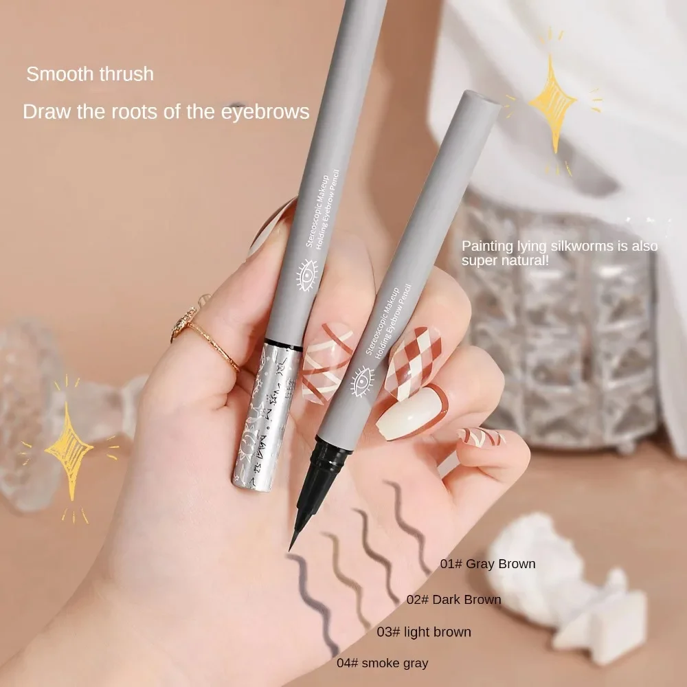 Ultra-fine Smooth Eyebrow Pencil Sweat-proof Liquid Eyeliner Waterproof Outline Lying Silkworm Pen Eyes Makeup Cosmetics