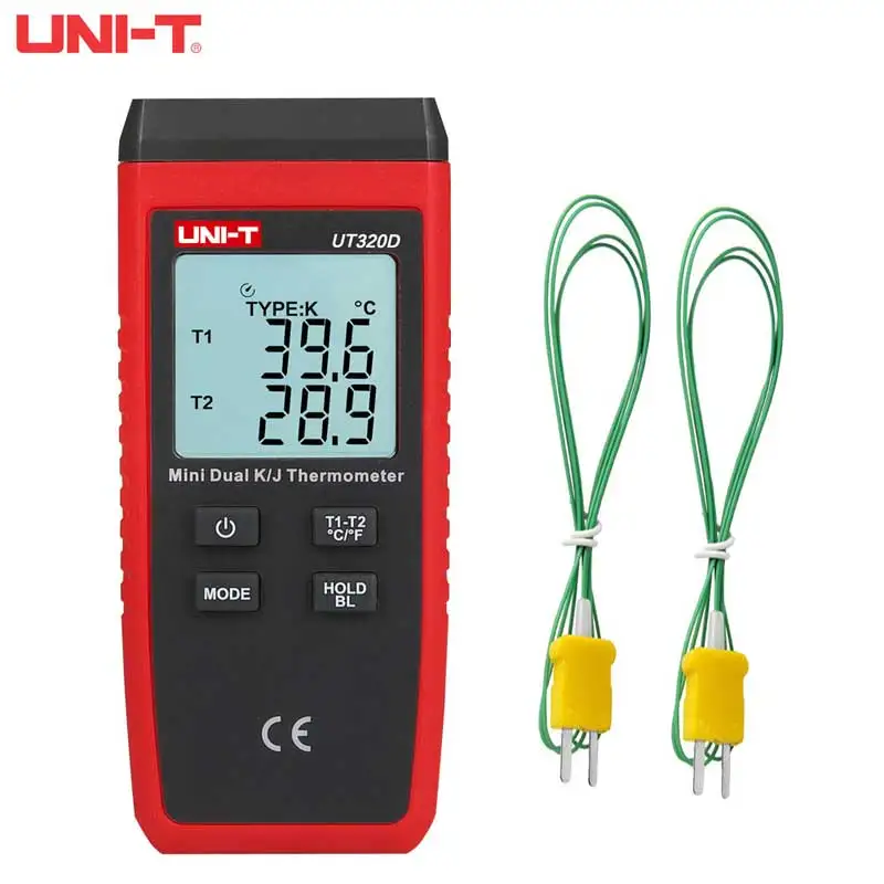 UNI-T UT320A UT320D Digitalttermómetro Mini Kontakt Dual K/J Thermoelemento Termómetro Hochtemperatur Tester
