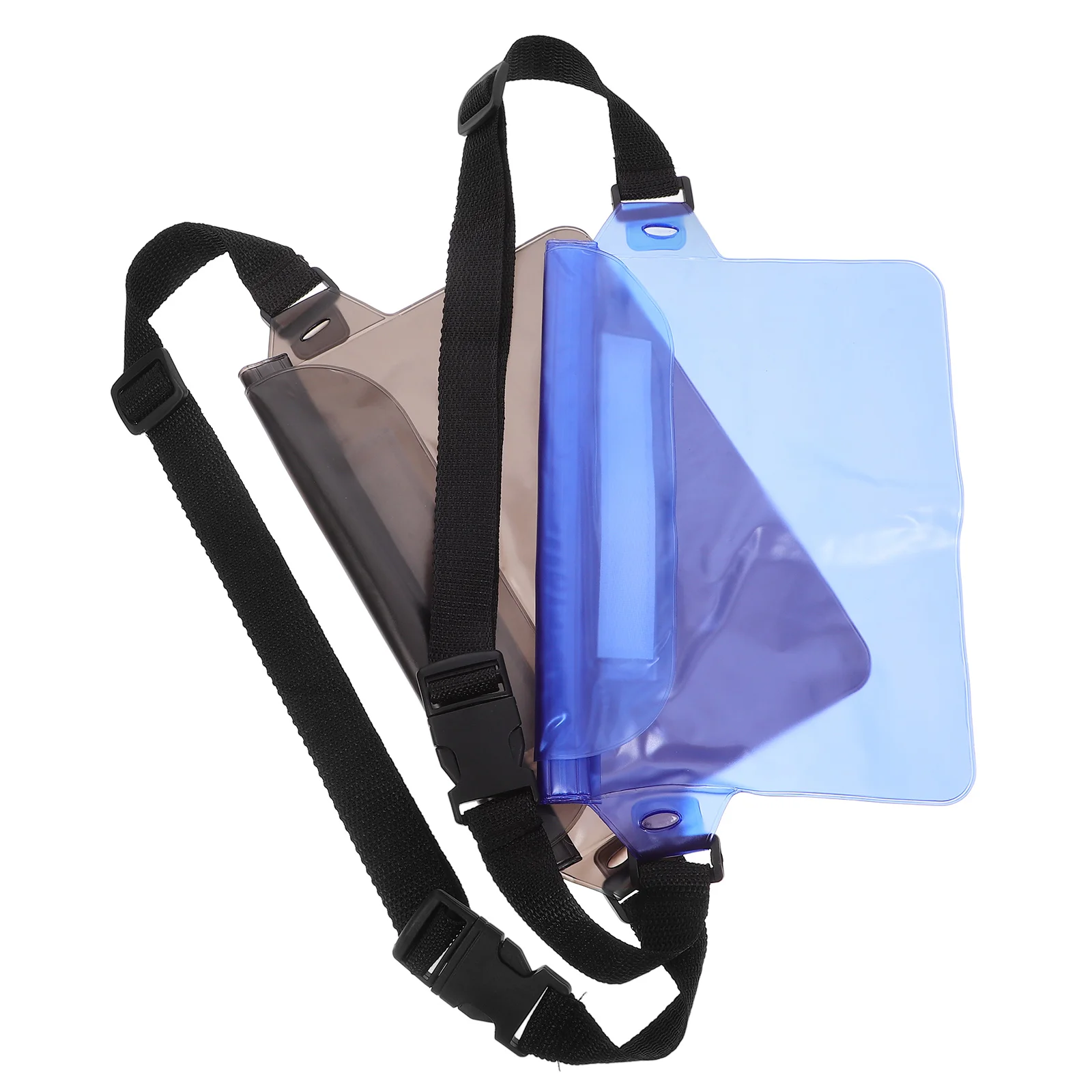 

2pcs PVC Waterproof Bag Pouch Running Waist Belt Bag for Phone Camera Wallet Beach Fishing ( & Black)