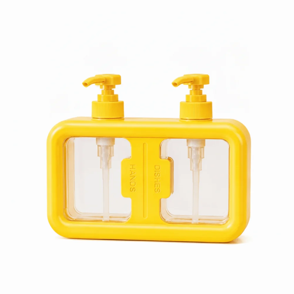 Dual Compartment Dual Chamber Soap Dispenser Press Pump Dual Grid Countertop Soap Dispenser Two Liquid Capacity 2-in-1 Design