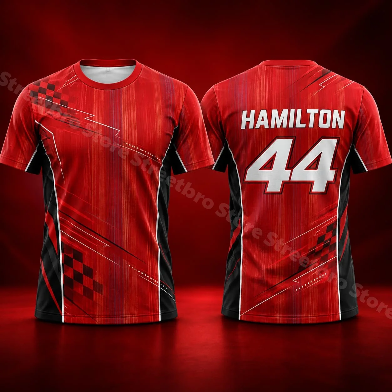 Hamilton 44 Mens Racing T Shirt Summer Short Sleeve Motorsport Jersey Red White Graphic Tee Unisex Streetwear Track Day Fan Top