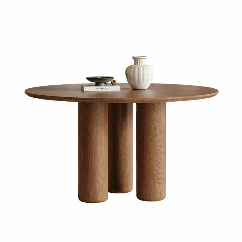 

Naturalistic medieval round dining table, small apartment bed and breakfast apartment walnut-colored solid