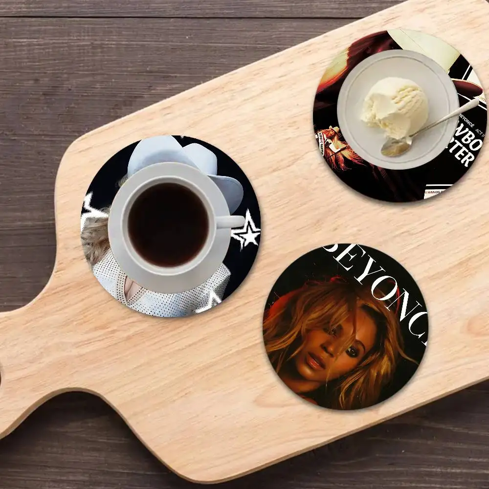 B-Beyonce Renaissance Singer Wooden Coaster Colour Printing Cup Mat Home Desk Decoration Gifts
