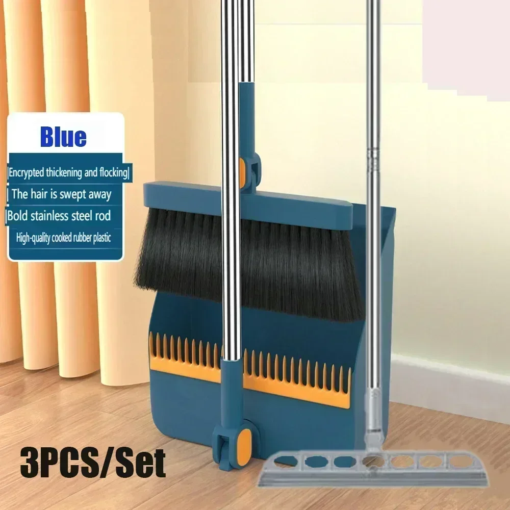 3PCS/Set Household Long Handled Floor Cleaning Broom and Dust Collector Suitable for Home Kitchen Room Office Cleaning