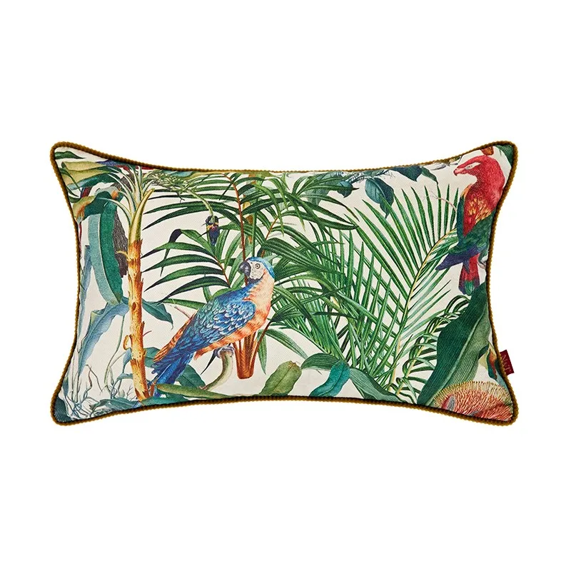 Parrot Pillow Retro American Style Cushion Case Luxury Jungle Plants Decorative Pillow Cover For Sofa Chair Home Decorations