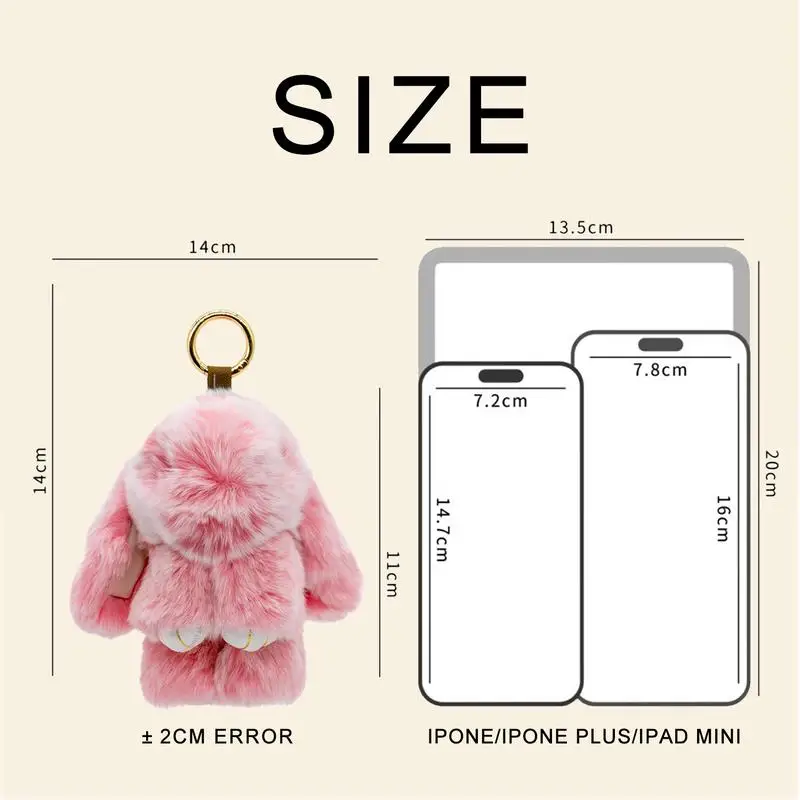 【Bunnylulu】handmade soft bunny Pompom Keychain with tin box, cute charms for phone bag car, fashion accessories, plush pendants,